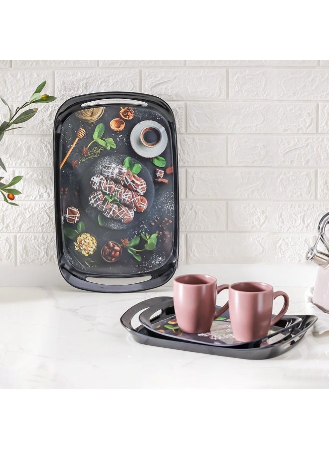 DANUBE HOME Comfort 3-Piece Melamine Tray Set Black – Durable, Lightweight & Stylish Serving Trays for Snacks, Tea, Breakfast & Parties, Perfect for Home, Cafes & Outdoor Use S-32X23Cm,M-38X27Cm,L-45X28Cm - Image 4