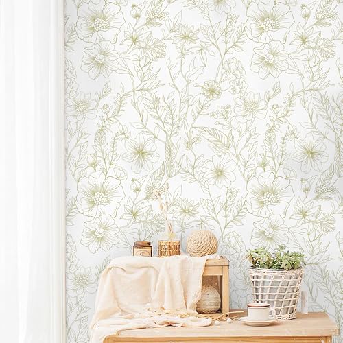 GloryTik Peel and Stick Wallpaper Floral Contact Paper Modern White and Gold Removable Self Adhesive Wall Paper for Bathroom Bedroom Cabinets Boho Vinyl Roll Papel Tapiz para Pared 17.3"x78.7" - Image 4