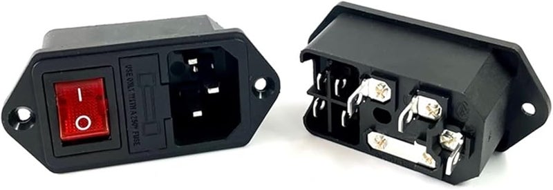 AC 17 Red IEC320 C14 3 Pin 250V 10A Rocker Switch With LED And Fuse - Image 2