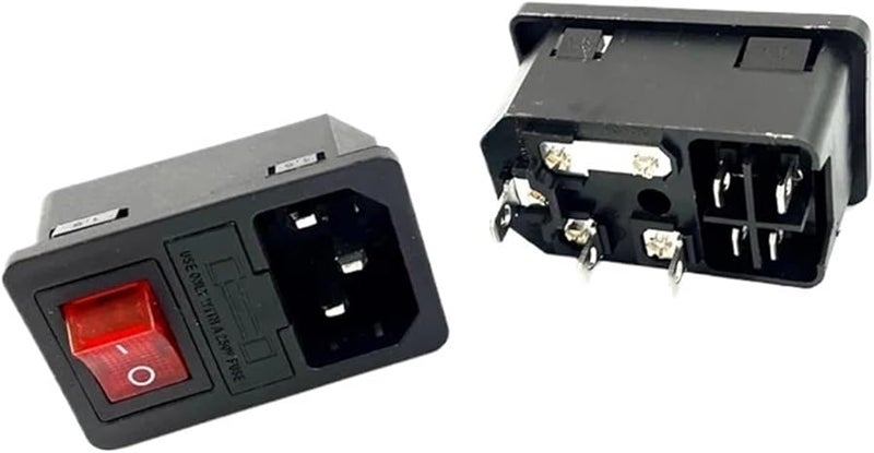 AC 17 Red IEC320 C14 3 Pin 250V 10A Rocker Switch With LED And Fuse - Image 4