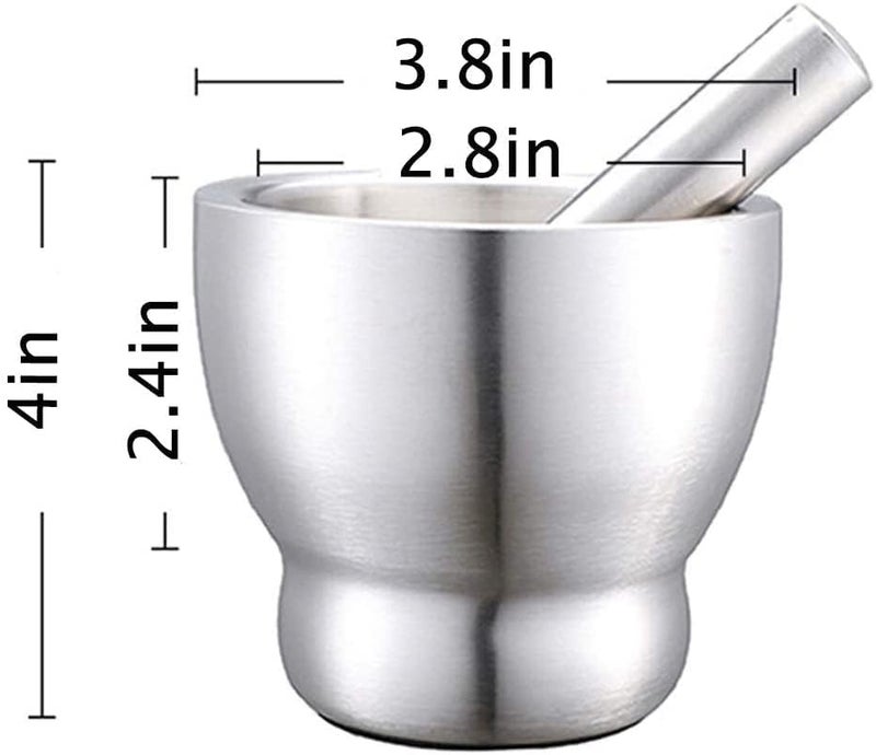 VBM Mortar and Pestle With Lid Stainless Steel okhli and musal Kitchen Masher Imam Dasta Kharal Okhli Spice Mixer for Kitchen - Image 2