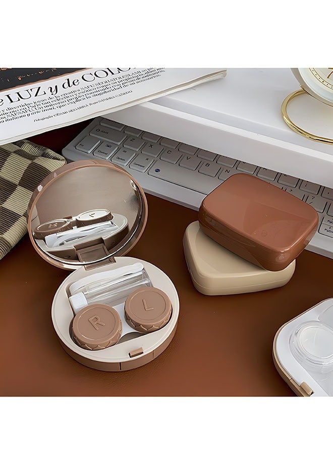 قطعتان من حافظة العدسات اللاصقة، صندوق اتصال محمول مع مرآة، حقيبة سفر للعدسات اللاصقة، حاوية عدسات لاصقة محمولة، مجموعة تخزين قابلة للنقع للسفر إلى المنزل - Image 3