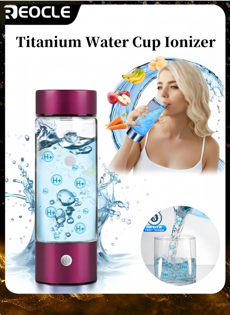 ريوكل التيتانيوم كأس المؤين مولد غاز الهيدروجين الغني مضاد أكسدة فائق قابل للشحن عبر USB كوب صحي بأيونات يحافظ على ترطيب الجسم كوب لياقة بدنية - Image 1