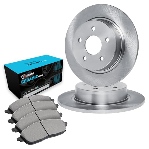 R1 Concepts Rear Brakes and Rotors| Automotive Replacement Brake Kits| Rear Ceramic Brake Pads and Rotors Kit| Fits 2015-2017 Chrysler 200; 2014-2021 Jeep Cherokee - Image 1