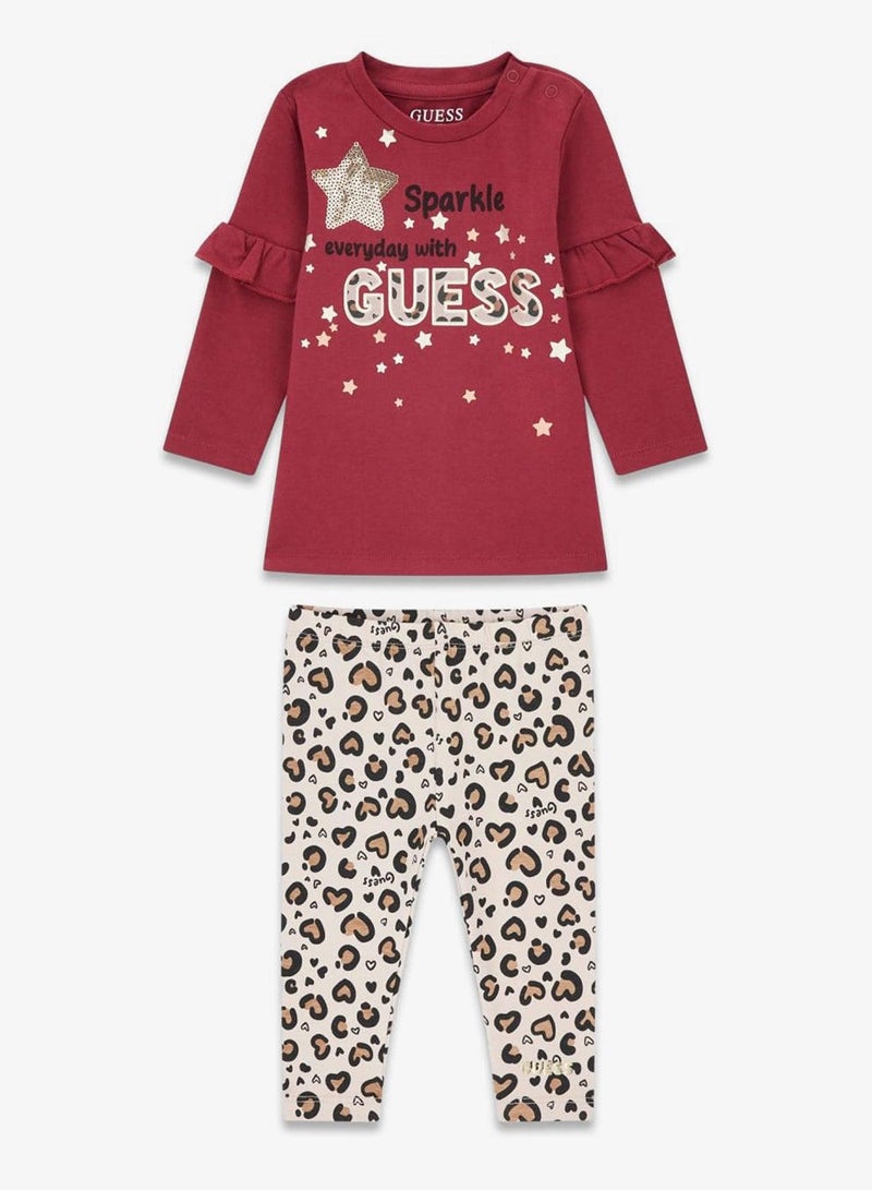 GUESS Kids Crew Neck Shirt and Leggings Sets - Image 2
