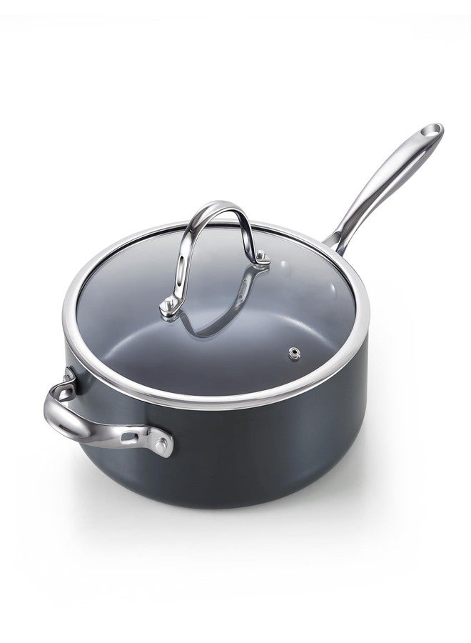 Cooks Standard 4-QT Nonstick Deep Sauté Pan with Lid, 10.5-inch Deep Frying Pan Hard Anodized Ceramic Nonstick Induction Cookware, Oven Safe Large Skillet Jumbo Cooker Sartén, Helper Handle, Black - Image 1