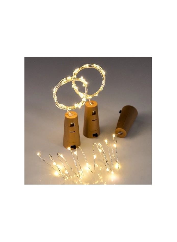 CHT 2 Mtrs Copper Wire Fairy LED String Lights Battery Operated | Warm White - Image 1
