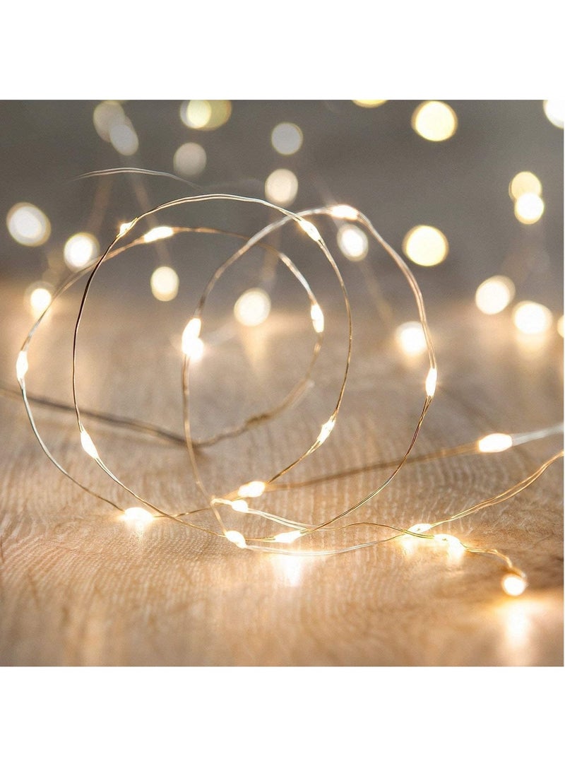 CHT 2 Mtrs Copper Wire Fairy LED String Lights Battery Operated | Warm White - Image 2