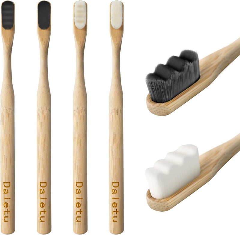 Daletu Bamboo Toothbrush 4pcs, 20,000 Extra Soft Nano Bristle, Biodegradable Tooth-Brush Natural Toothbrush, Eco Friendly Toothbrushes for Sensitive Teeth Gum Recession - Image 1