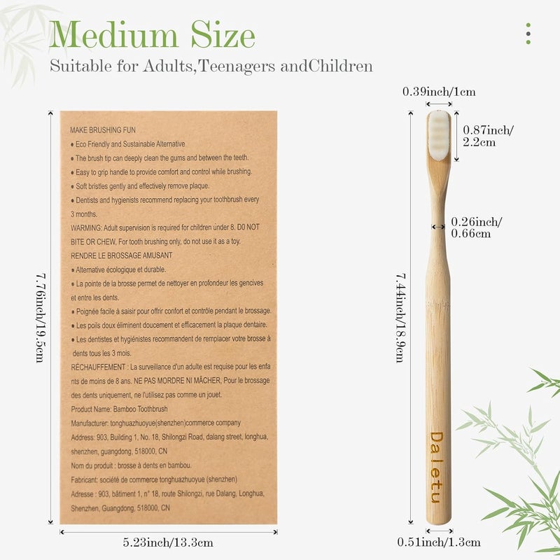 Daletu Bamboo Toothbrush 4pcs, 20,000 Extra Soft Nano Bristle, Biodegradable Tooth-Brush Natural Toothbrush, Eco Friendly Toothbrushes for Sensitive Teeth Gum Recession - Image 5