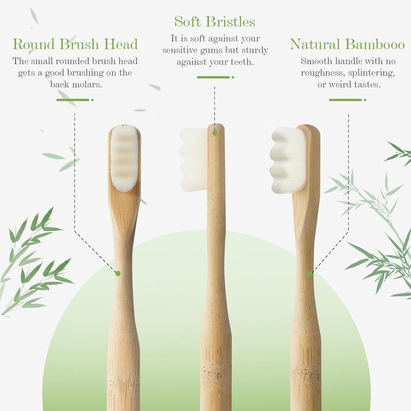 Daletu Bamboo Toothbrush 4pcs, 20,000 Extra Soft Nano Bristle, Biodegradable Tooth-Brush Natural Toothbrush, Eco Friendly Toothbrushes for Sensitive Teeth Gum Recession - Image 4