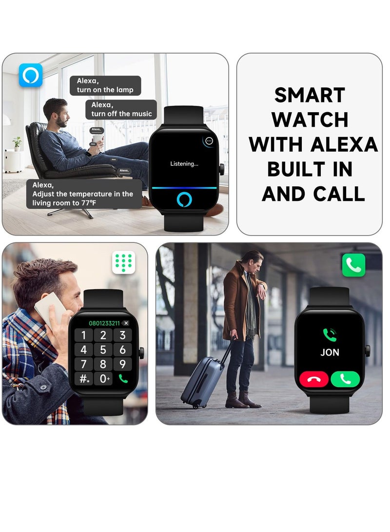 Excefore Smart Watches for Men Women, Alexa Built in & Bluetooth Call(Answer/Make), 1.95" Full Touch Screen Fitness Tracker, IP68 Waterproof Heart Rate Sleep Monitor, 100+ Sport Modes, for iPhone Android  - Image 2