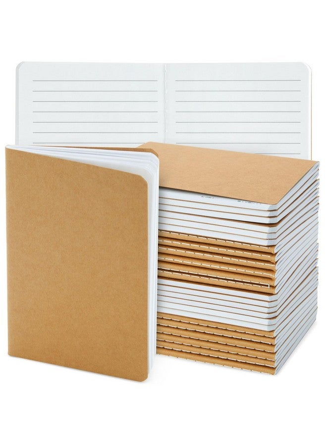 Paper Junkie 24-Pack Kraft Paper Notebooks A6 Size, 4x6 in Writing Journal with 80 Lined Pages, Notebook Set for Students, Kids, Classroom, Travel, Business, Office Supplies - Image 1