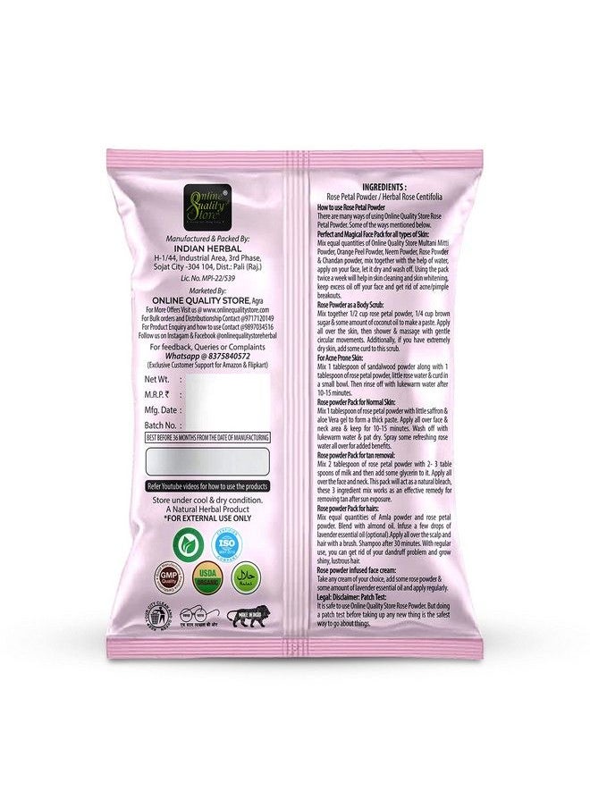 Online Quality Store 100% Natural Organic Rose Petal Powder For Skin Face Pack Mask For Fairness Tanning & Glowing Skin 50G  - Image 3