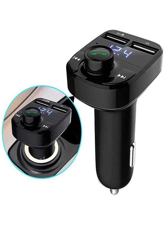 Wireless FM Transmitter and Car Charger With RGB Light, Flash Energy, in-car charger with Bluetooth FM Transmitter Car Radio Adapter Bluetooth Transmitter for Car Radio Handsfree 2 USB Ports Car Music Player Supports TF Card USB Disk