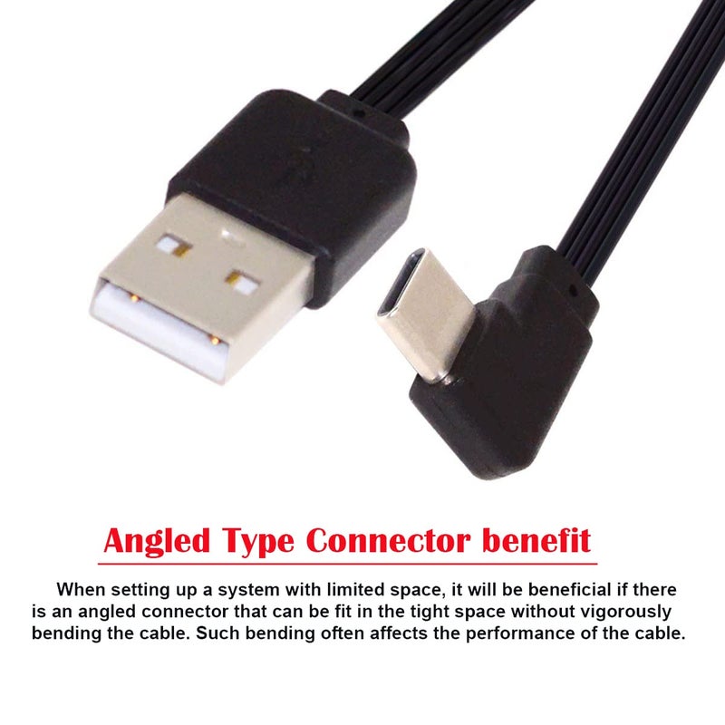 سي واي كابل بطول 13 سم USB 2.0 من نوع A ذكر إلى USB-C من نوع C بزاوية 90 درجة يسار/يمين مسطح ورفيع من نوع FPC لهاتف FPV Disk - Image 4