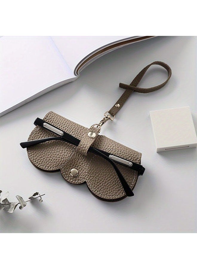 منظم نظارات شمسية، حقيبة جلدية للنظارات قابلة للارتداء، حقيبة نظارات محمولة مع حبل، حقيبة تخزين خارجية للرجال والنساء (لون القهوة) - Image 1