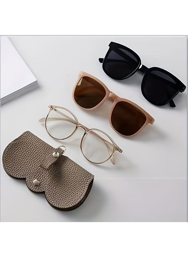 منظم نظارات شمسية، حقيبة جلدية للنظارات قابلة للارتداء، حقيبة نظارات محمولة مع حبل، حقيبة تخزين خارجية للرجال والنساء (لون القهوة) - Image 5