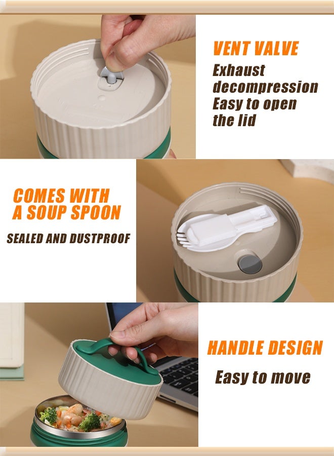 هومستر فولاذ المقاوم للصدأ صندوق الغداء حاوية ، 3-طبقة معزولة صندوق بنتو الميكروويف صحن الحساء الآمن للبالغين ، حاوية الأغذية الحرارية لمدرسة عمال المكاتب ، نزهة ، في الهواء الطلق (580 مل) - Image 2