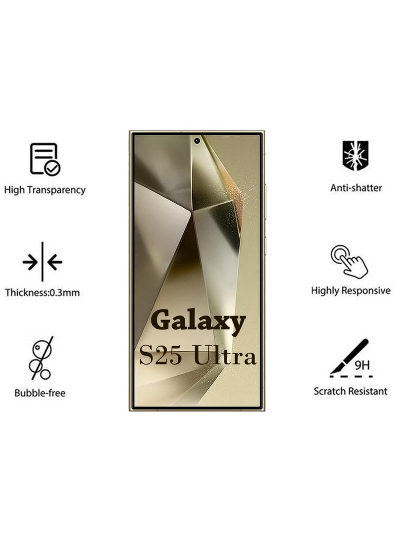 Generic - 2 Pack Screen Protector for Samsung Galaxy S25 Ultra | Tempered Glass Available in Combo Pack Compatible with Samsung Galaxy S25 Ultra | Screen Protector Full HD Quality Tempered Glass Anti-Scratch Edge to Edge Coverage with Easy Installation Kit - Black - Image 1