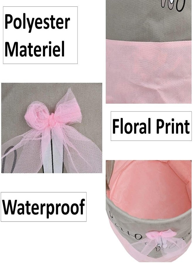 TIB Laundry Bags for Kids Clothes/Basket for Dirty Clothes/Foldable Bin Basket/Round Waterproof Laundry Bags for Girls/Laundry Basket 45 Liter - Pink - Image 5