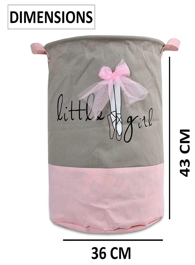 TIB Laundry Bags for Kids Clothes/Basket for Dirty Clothes/Foldable Bin Basket/Round Waterproof Laundry Bags for Girls/Laundry Basket 45 Liter - Pink - Image 4