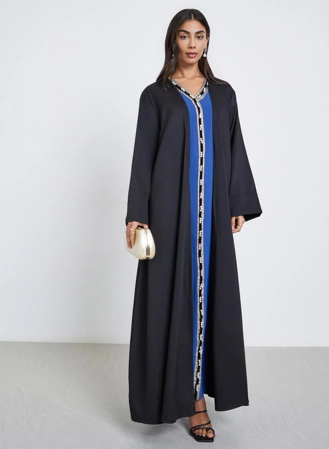 Amirah Amirah Black Front Open Wide Sleeve Abaya