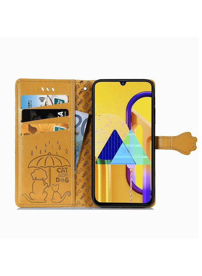 S-TOP Case For Galaxy M30S Cute Cat and Dog Embossed Horizontal Flip Leather Case with Bracket / Card Slot / Wallet / Lanyard - Image 3