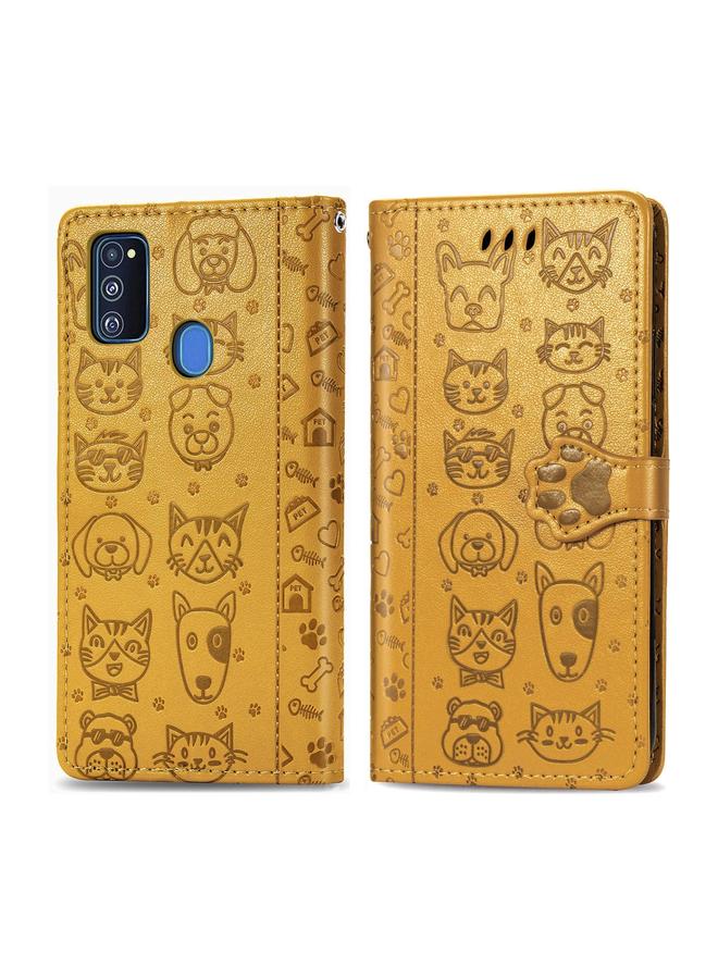 S-TOP Case For Galaxy M30S Cute Cat and Dog Embossed Horizontal Flip Leather Case with Bracket / Card Slot / Wallet / Lanyard - Image 2