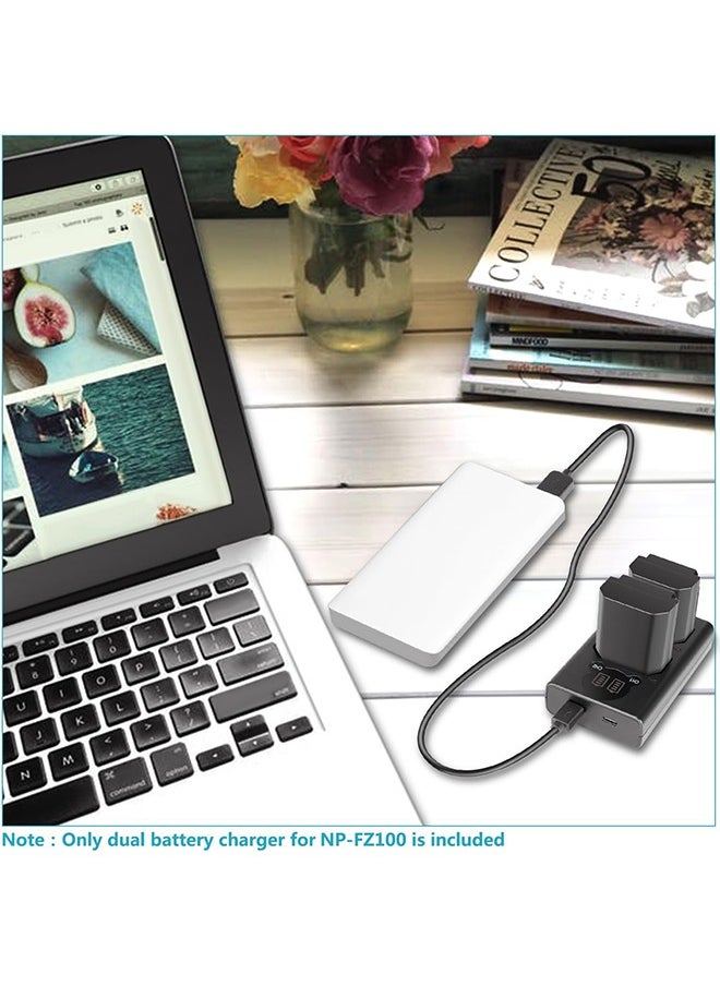 Neewer - Neewer Dual USB Charger for Sony NP-FZ100 Battery, Compatible with Sony ZV-E1, FX3, FX30, A1, A9 II, A7R V, A7S III, A7 IV, A6600, A7C Cameras, Designed with LCD Display, Versatile Charging Options - Image 1