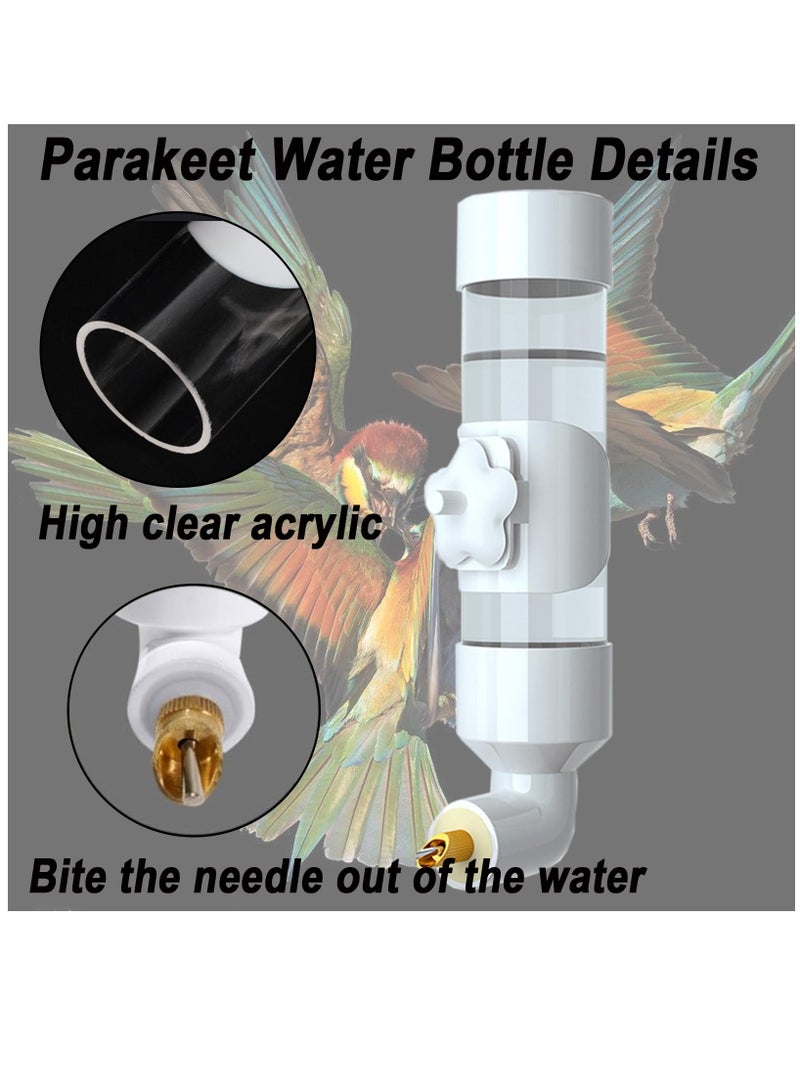 2 Pcs Bird Feeder and Drinker Set, Parakeet Water Dispenser for Cage Bird Drinking Water Bottle Parrot Automatic Drinking Device for Budgie Cockatiel Lovebirds Canary Finch, 400ml - Image 5