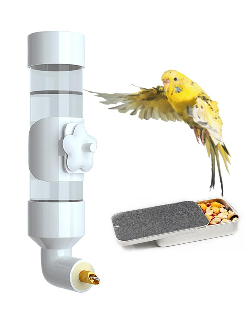 2 Pcs Bird Feeder and Drinker Set, Parakeet Water Dispenser for Cage Bird Drinking Water Bottle Parrot Automatic Drinking Device for Budgie Cockatiel Lovebirds Canary Finch, 400ml - Image 1