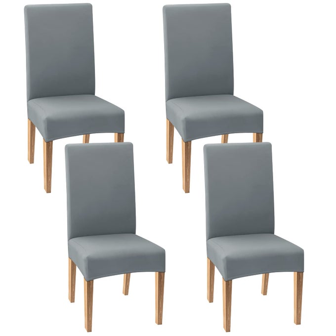 GREY CHAIR COVERS FOR DINING CHAIRS SET OF 4 STRETCH DINING CHAIR SLIPCOVERS REMOVABLE WASHABLE DINING CHAIR SEAT COVERS CHAIR PROTECTOR FOR KITCHEN DINING ROOM HOTEL