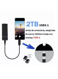 بيوينتي Portable External Hard Drive 2TB , Mini SSD Hard Drives,Solid State External Drives,Computer Backup Drive,USB 3.1 to Type-C Support Data Storage Transfer for Windows XP PC Laptop and Mac  - Image 3