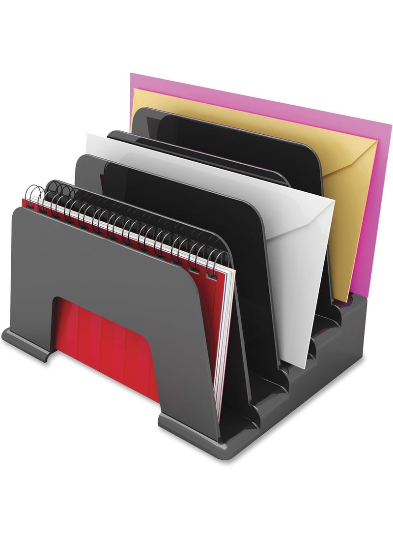 Deflecto Deflecto Sustainable Small Incline Sorter 34504 Black Plastic 5 Compartments 30 Recycled Material 20 in L  - Image 4