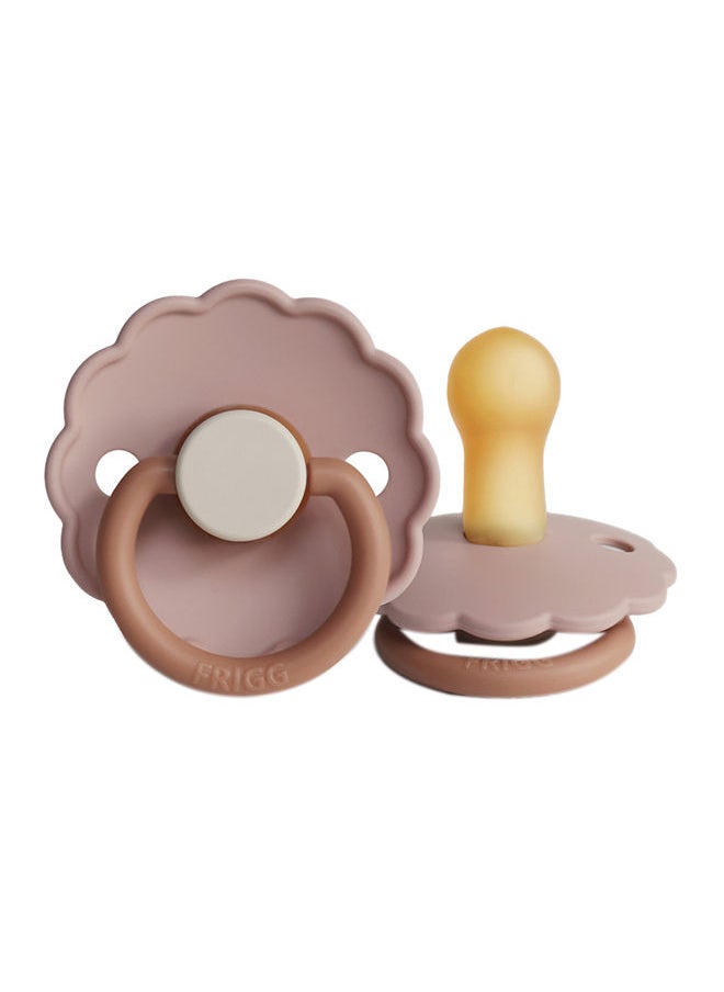 FRIGG - Daisy Block Latex Baby Pacifier, 6-18 Months, Pack of 1, Size 2 - Biscuit - Image 1