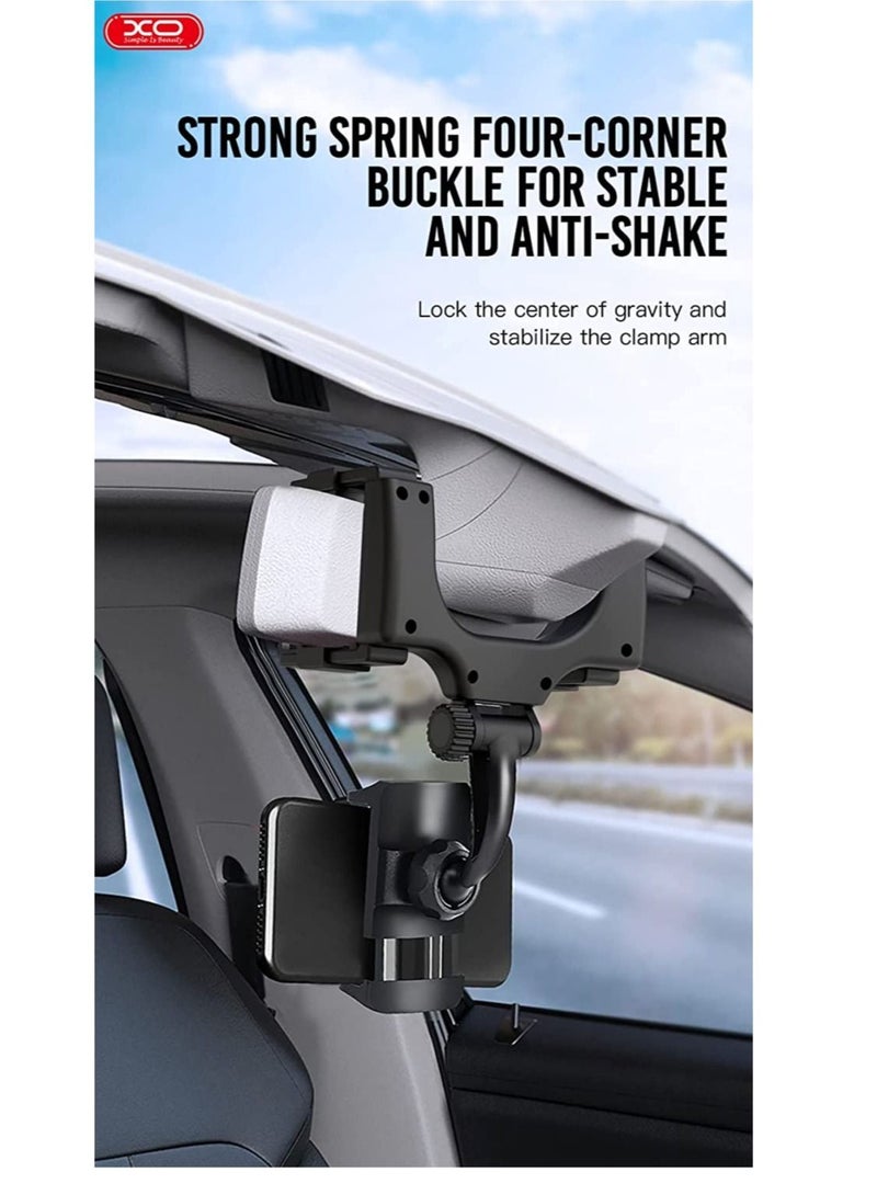 XO C70 Rearview mirror bracket 360 Degree Rotatable Adjustable Mobile Holder, Car Holder for Rearview Mirror Phone Holder Car Compatible with Mobile Phones - Image 5