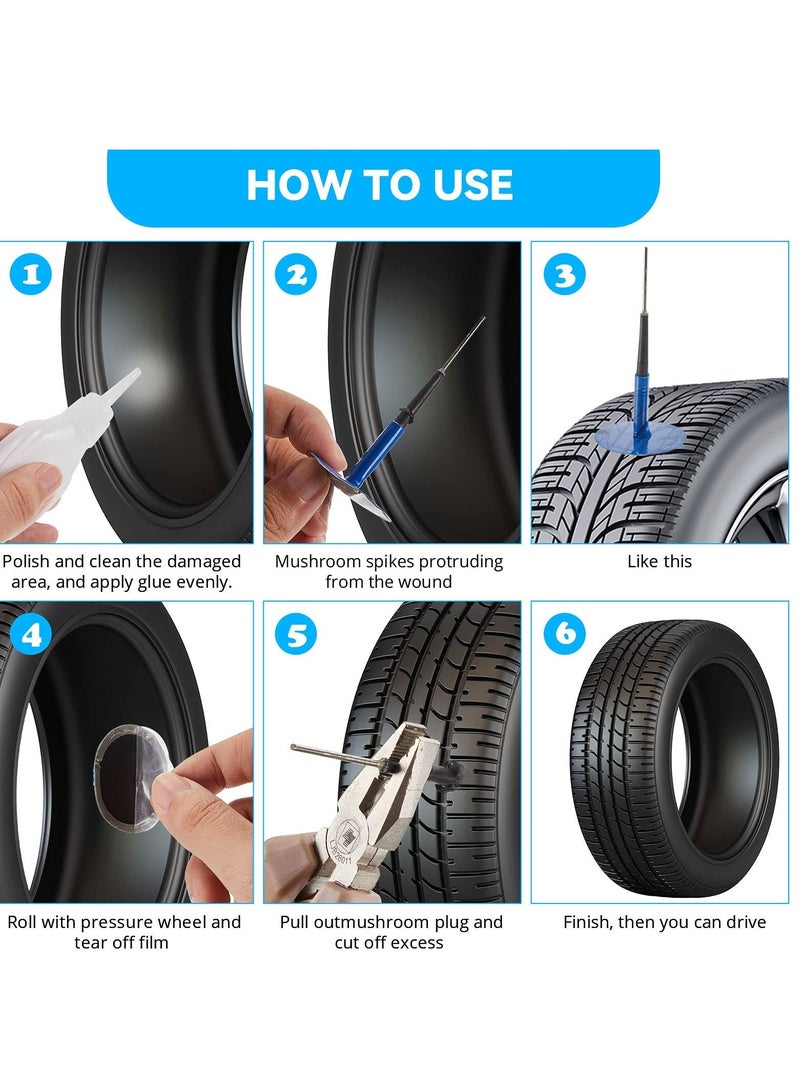 Y&D 24 Pieces Tire Patches Kit Rubber Repair Patch Mushroom Plug Puncture Nail Film Car Roller for Vehicle  - Image 5