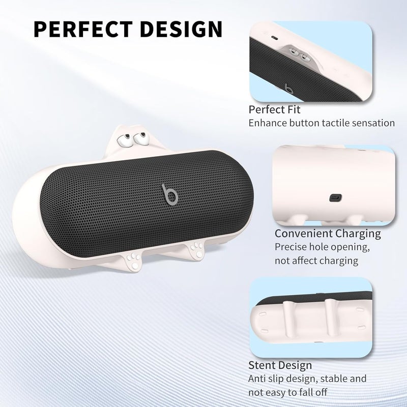 واكانك غطاء سيليكون لطيف كawaii لمكبر الصوت اللاسلكي Beats Pill، غطاء واقي ضد الخدوش متوافق مع Beats (أوف وايت) - Image 5