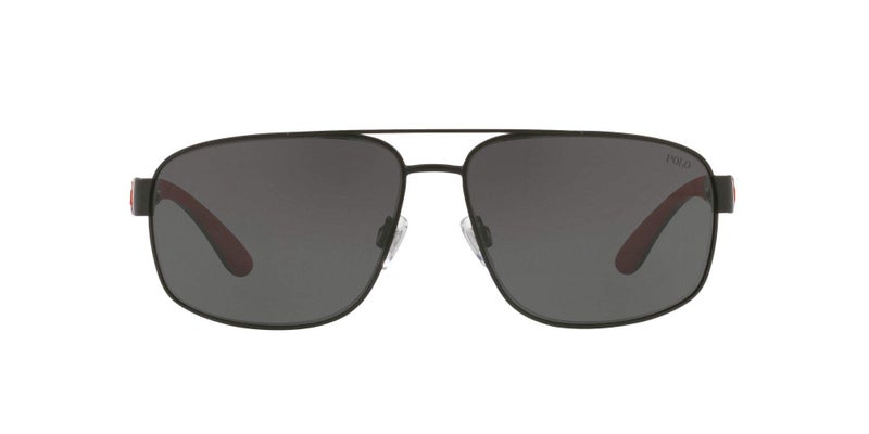 Polo Ralph Lauren Mens PH3112 Aviator Sunglasses, Matte Black/Grey, 62 mm - Image 1