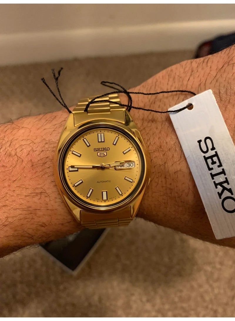 Seiko سايكو 5 SNXS80K1 – ساعة أوتوماتيكية من الفولاذ المقاوم للصدأ للرجال – قرص ذهبي – 37 مم - Image 3
