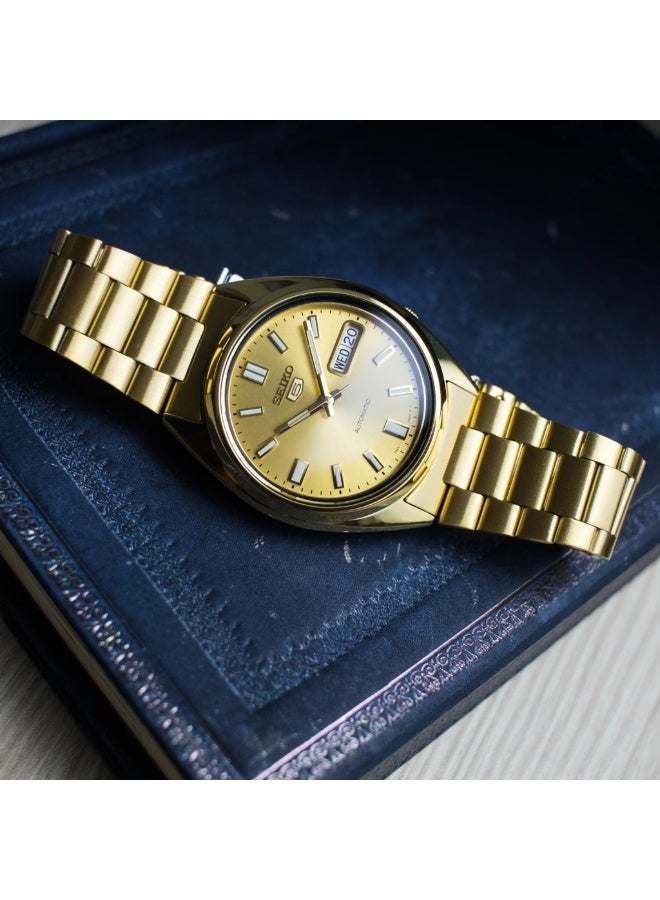 Seiko سايكو 5 SNXS80K1 – ساعة أوتوماتيكية من الفولاذ المقاوم للصدأ للرجال – قرص ذهبي – 37 مم - Image 2