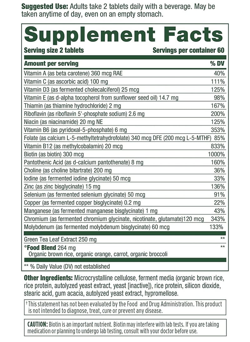 MegaFood - MegaFood Women's 55+ Advanced Multivitamin,Supports healthy aging,brain and bone health - 20 Natrients Including Choline  - 120 Tablets (60 Servings) - Image 1