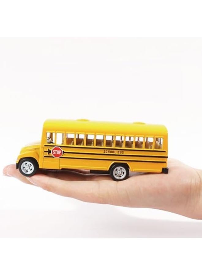 إي سي في في لعبة حافلة مدرسية للأطفال الصغار، مركبات لعب للحافلات الصفراء المصبوبة مع آلية السحب للخلف، أفضل هدية عيد ميلاد للأولاد والبنات، 8 بوصات - Image 2
