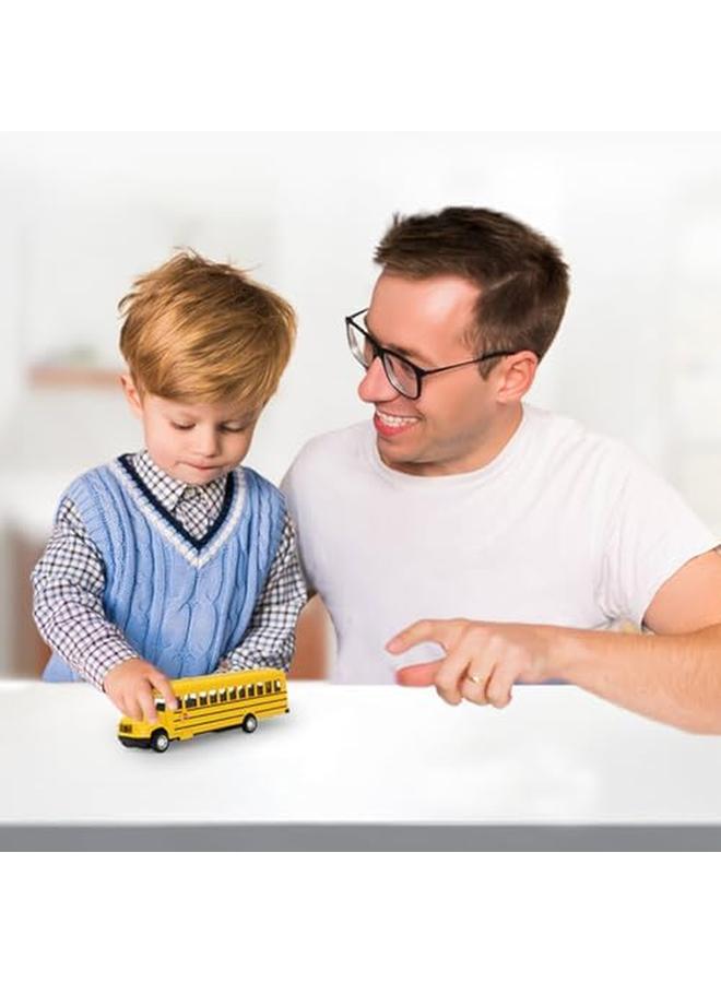 إي سي في في لعبة حافلة مدرسية للأطفال الصغار، مركبات لعب للحافلات الصفراء المصبوبة مع آلية السحب للخلف، أفضل هدية عيد ميلاد للأولاد والبنات، 8 بوصات - Image 4