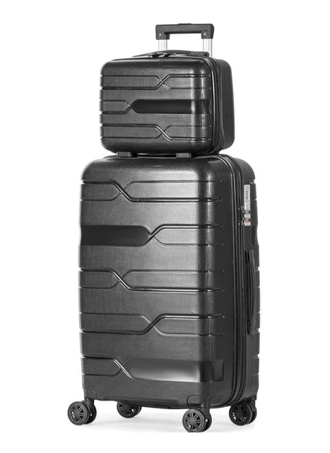 Polycarbonate Cabin Luggage Set with 8 Spinner Wheels and TSA Lock 2 Pieces - Black