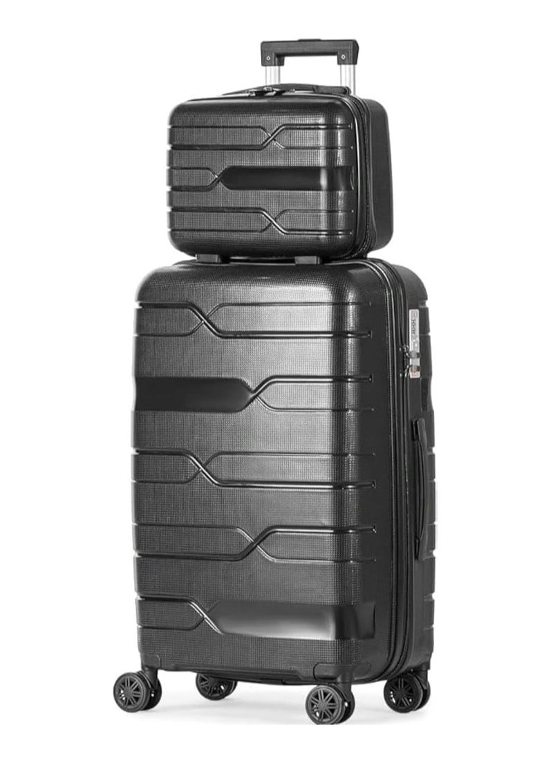 milano - Polycarbonate Cabin Luggage Set with 8 Spinner Wheels and TSA Lock 2 Pieces - Black - Image 1