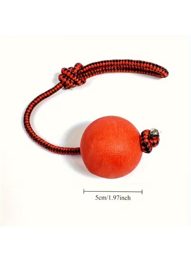 Saudi Select Dog Ball on a Rope 2 Pack Natural Interactive Rubber Ball for Fetch Catch Throw and Tug of War - Image 1