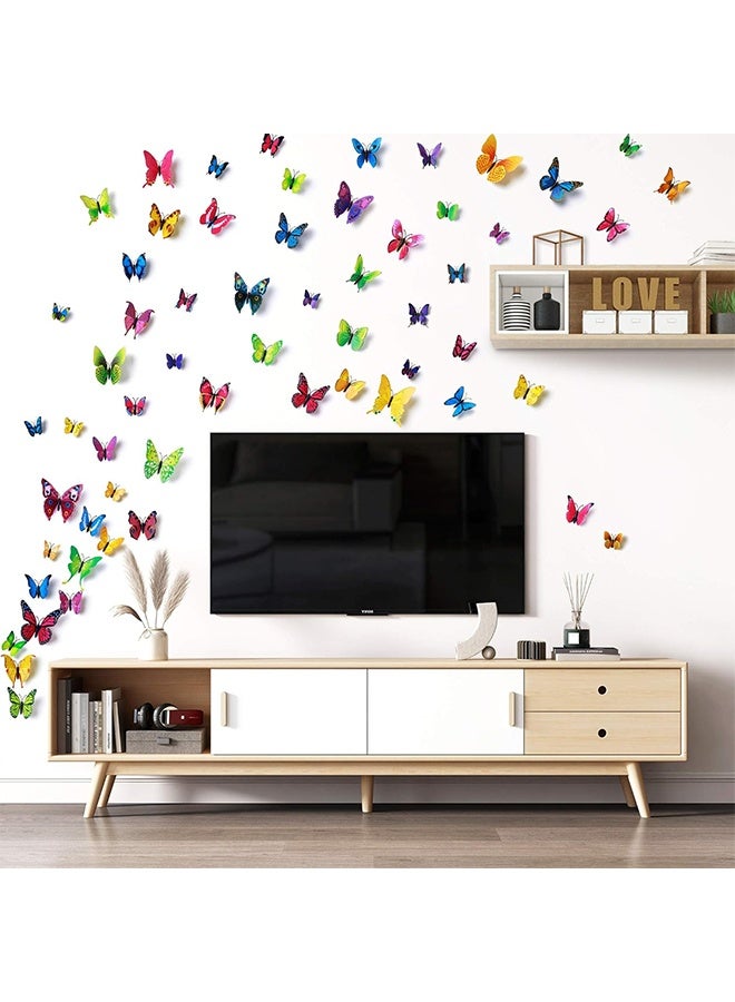 واي جيه لوحة ملصقة جدار الفراشة المزخرفة 12 قطعة ثلاثية الأبعاد متعددة الألوان 10 × 5 سم - Image 2