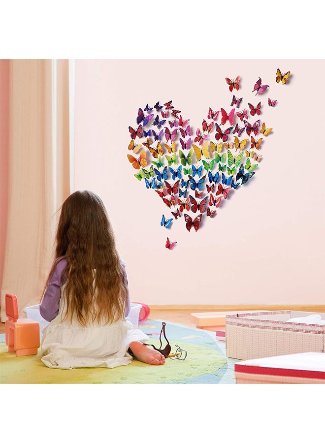 واي جيه لوحة ملصقة جدار الفراشة المزخرفة 12 قطعة ثلاثية الأبعاد متعددة الألوان 10 × 5 سم - Image 4